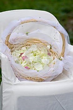 Basket with rose petals