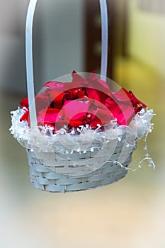 Basket with rose petals