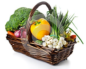 Basket of seasonal fresh vegetables