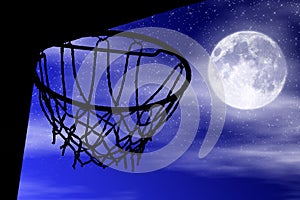 Basket silhouette moonlight