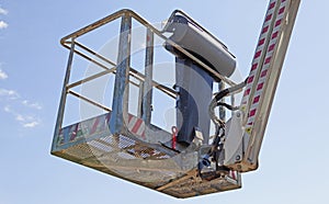 Basket for skylift against blue sky