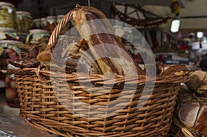 Basket of smoked ham