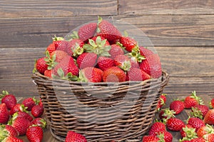 Basket with strawberries photo