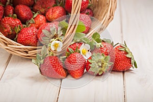 Basket with strawberry on table