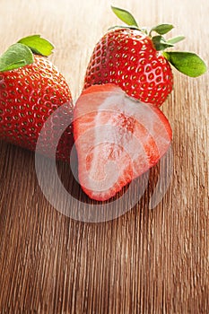 Basket with strawberry on table