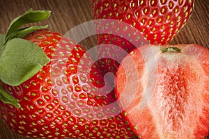 Basket with strawberry on table