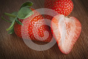 Basket with strawberry on table