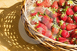 Basket with strawberry on table