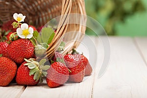 Basket with strawberry on table