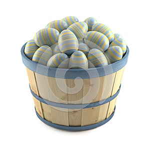 Basket of striped easter eggs
