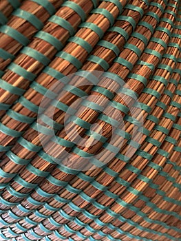 Basket texture, straw and turquoise rubber band