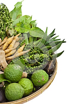 A basket of thai home-grown vegetables