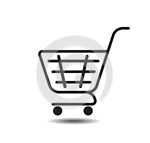 Basket vector icon with shadow fow web. Grocery shopping, special offer, vector line icon design.trolley icon