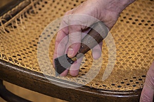 Basket weaving in a sheltered workshop