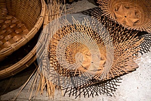 Basket wicker is Thai handmade. it is woven bamboo texture for background