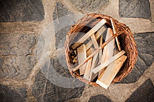 Basket with wood planks