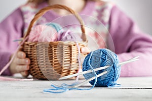 Basket of wool clew