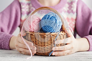 Basket of wool clew