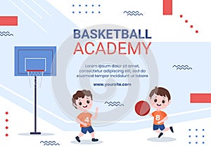Basketball Academy Kids Social Media Template Cartoon Twitch Background Vector Illustration