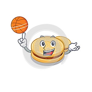 With basketball alfajores cartoon in the a jar