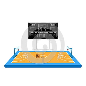 Basketball arena with scoreboard
