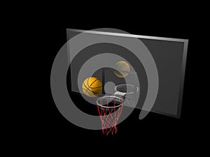 Basketball and backboard