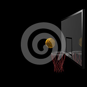 Basketball and backboard photo