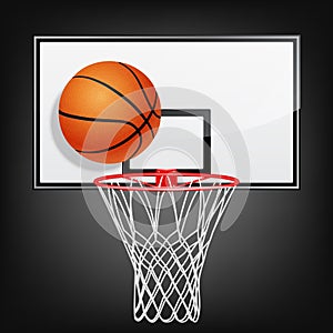 Basketball backboard and ball photo