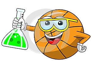 Basketball ball cartoon funny character chemist cruet isolated photo