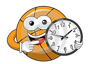 Basketball ball cartoon funny character clock time isolated