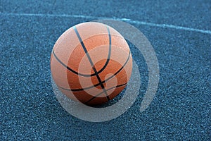 Basketball ball on the court playing basketball