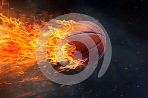 Basketball ball fire flame. Generate Ai