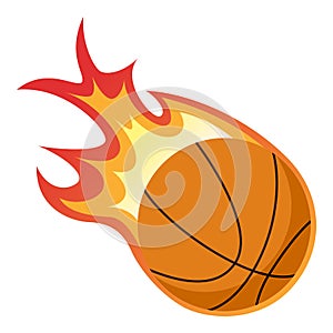 Basketball Ball with Flames on White