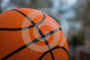 Basketball ball after the game on a blurred background