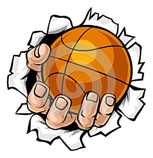 Basketball Ball Hand Tearing Background