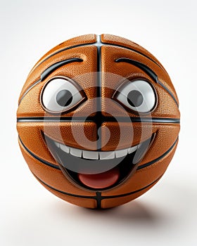 a basketball ball with a happy face on a white background. generative ai