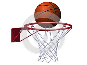 Basketball ball and hoop. Vector Illustration.