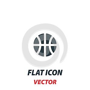 Basketball ball icon in a flat style. Vector illustration pictogram on white background. Isolated symbol suitable for mobile
