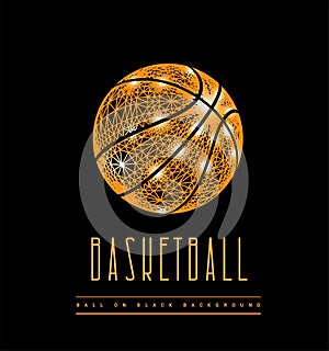 Basketball ball from lines and dots. Polygonal mesh vector 3d illustration