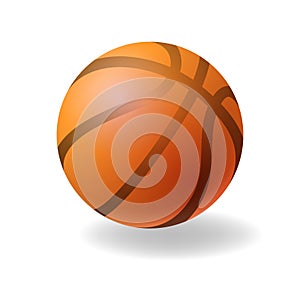 Basketball ball mockup, on white background, sports accessory. Orange colored sphere with black stripes. Professional