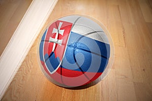 Basketball ball with the national flag of slovakia