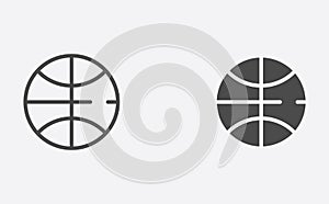 Basketball ball outline and filled vector icon sign symbol