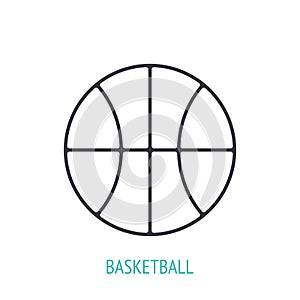 Basketball ball outline icon. Vector illustration. Sports equipment. Inventory for athletic game.