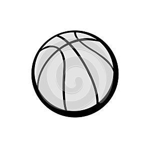 Basketball ball. Sports equipment for athletes. Isolated on white background. Symbol, icon. Monochrome Illustration