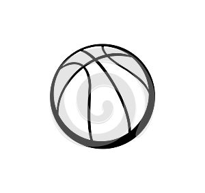 Basketball ball. Sports equipment for athletes. Isolated on white background. Symbol, icon. Monochrome Stencil