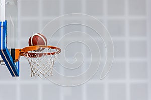 Basketball Ball On Wooden Sports Court