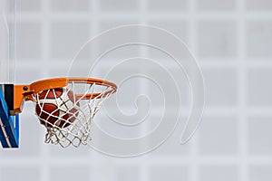 Basketball Ball On Wooden Sports Court