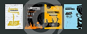 Basketball banner, set sports templates for the tournament, abstract ball, grunge style.