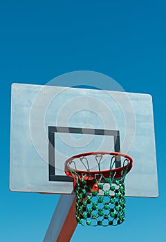 The Basketball basket from below