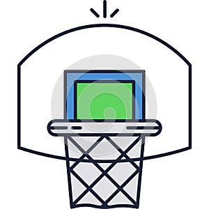 Basketball basket hoop with net vector icon